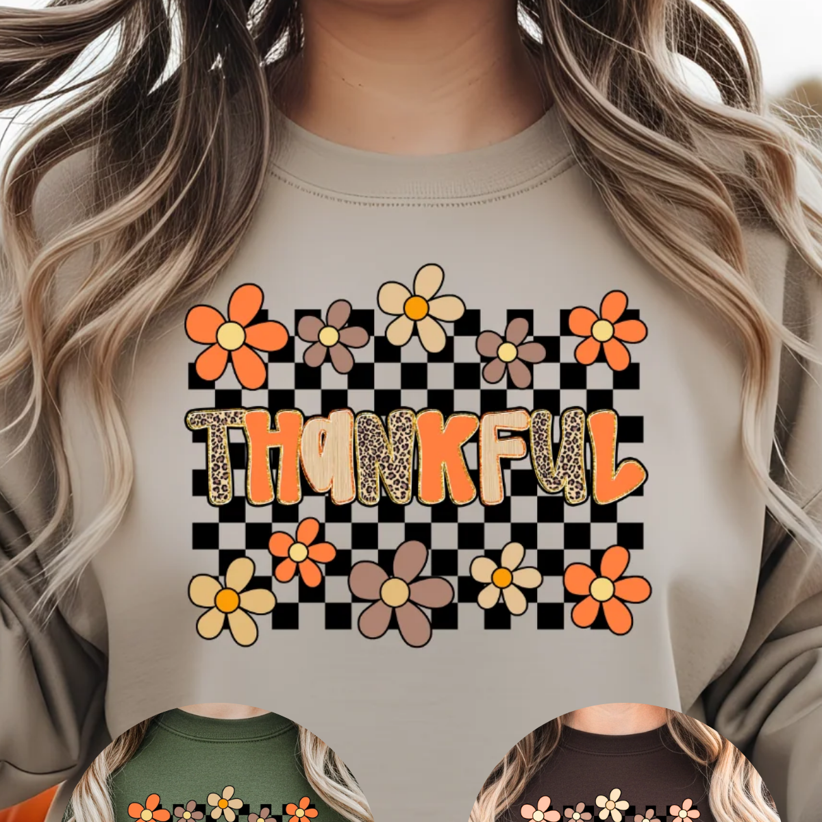 Love Checkered Thankful Sweatshirt