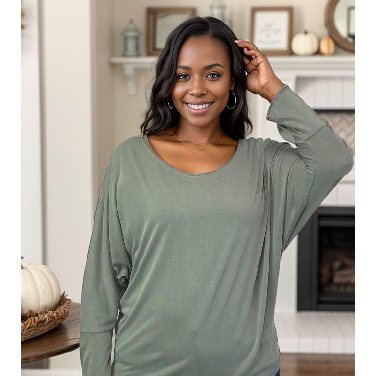 Dusty Olive Long Sleeve Dolman