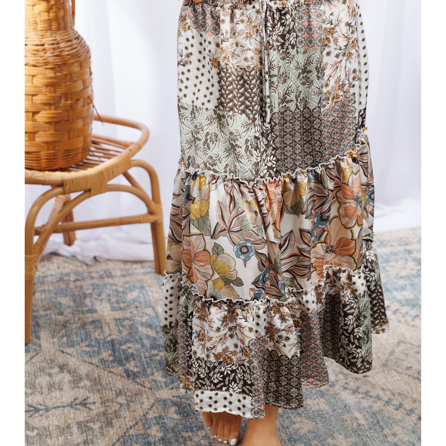 Floral Patches - Midi Skirt