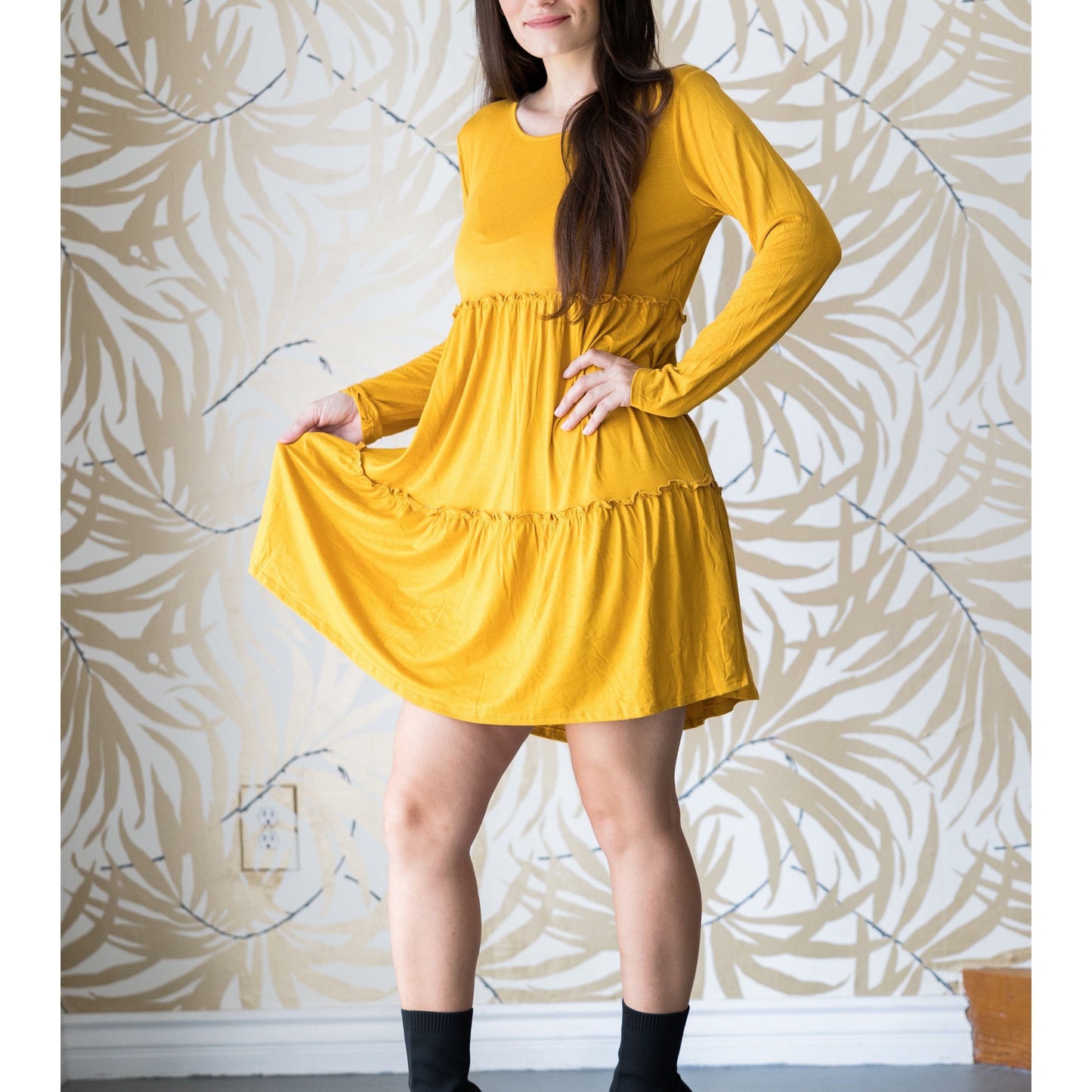 Tiered Decadence Mustard Dress