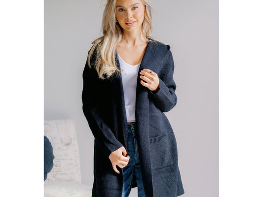 Obsidian Veil Hooded Sweater Cardigan