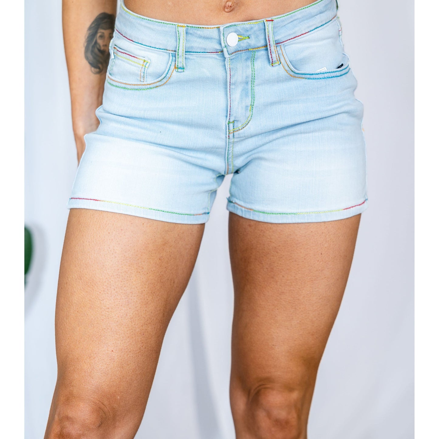 Rainbow Stitched - Judy Blue Shorts