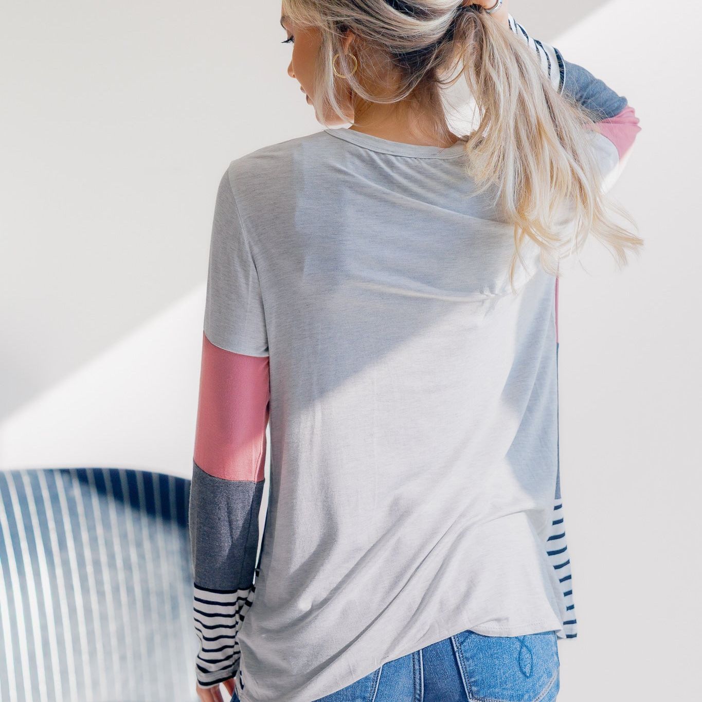 Rose Smoke Striped Knit