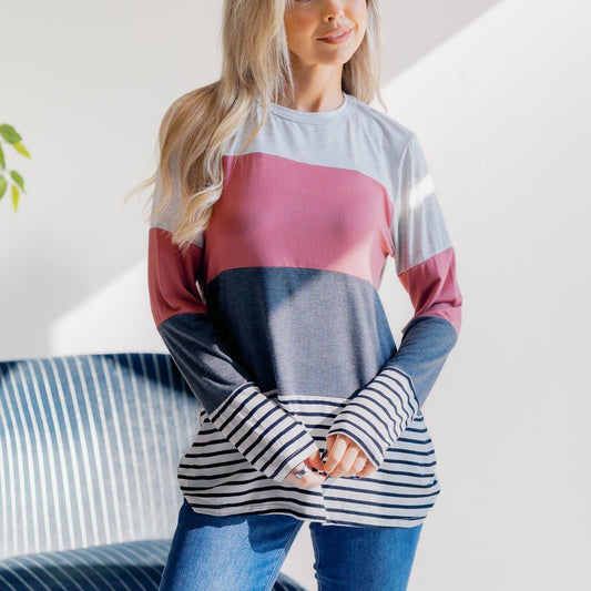 Rose Smoke Striped Knit