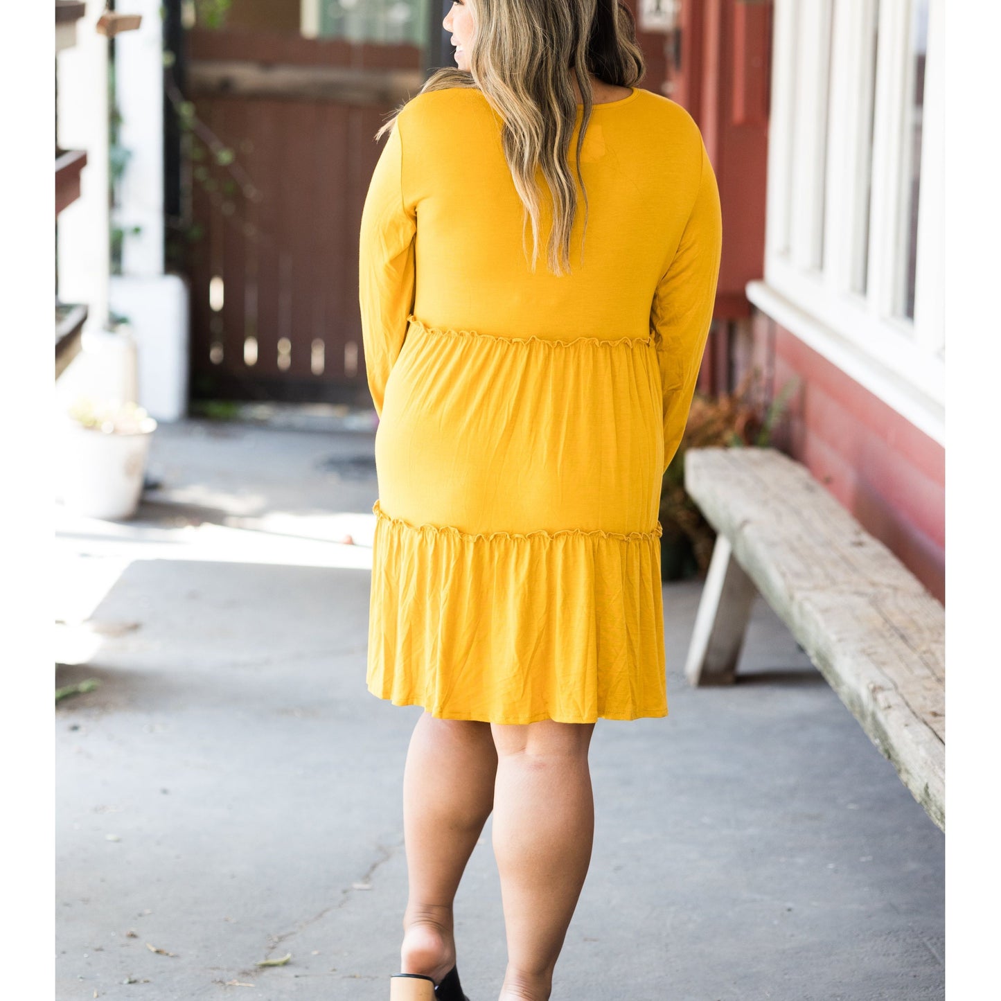 Tiered Decadence Mustard Dress